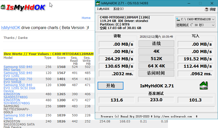 IsMyHdOK v3.13 硬盘速度测试工具 softwareok